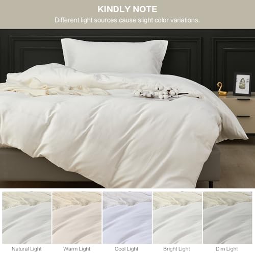 SAPHREAS White Duvet Cover Set Twin Size 100% Cotton, Soft Bedding Comforter Cover Organic with Zipper Closure & Corner Ties, Comforter Not Included SAPHREAS