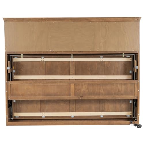 KALALLA Twin Size Horizontal Murphy Bed with 2 Storage Cabinets and Drawer, Murphy Bed Cabinet with 2 Outlets & 2 USB Ports for Kids, Boys, Girls, Adults, No Box-Spring Needed, Space Saving, Wood KALALLA