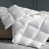 C&W Down Comforter Twin, All Season Duvet Insert - Medium Warmth, 100% Cotton Shell, 30oz Fill Weight, Soft, Noiseless & Breathable, Machine Washable, 3D Baffle Box, White (68"x90") C&W