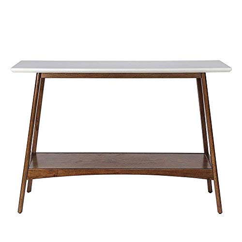 Madison Park Parker Console Tables-Solid Wood, Two-Tone Finish with Lower Storage Shelf Modern Mid-Century Accent Living Room Furniture, Medium, Off-White/Pecan Madison Park
