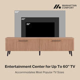 Manhattan Comfort Jodie 69" TV Stand with Wood Ribbed Drawers, Mid Century Modern Console Table for Televisions up to 60", Entertainment Center Storage Solution for Living Room, Maple Manhattan Comfort