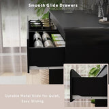 Vanity Desk, Makeup Vanity Desk with 2 Drawers and Storage Desktop Space, Modern Makeup Vanity Dressing Table with Curved Profile Design, Black Makeup Computer Writing Desk for Home Office Bedroom SOLACE FURNITURE