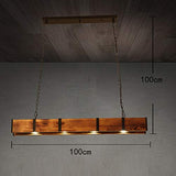 Rustic Wood 4-Lights Farmhouse Chandelier， Retro Hanging Pendant Lamp，Wood Beam Linear Hanging Light Vintage Ceiling Light Fixture for Dining Table, Kitchen Island, Bar JUOPTGJ