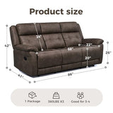 3 Seater Recliner Sofa, 3X Wall Hugger Reclining Sofa, Home Theater Seating with 2 Layer Cushion, Sofa Recliner for Home Living Room