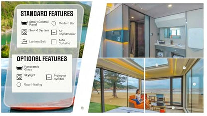 Ultimate Solution for Modern, Portable Living: Prefabricated Mobile Capsule House/Hotel, Starting 30' Withstands high Winds, Offers Convenience, Full Bathroom Included. (40 x 10.5 x 10.5)