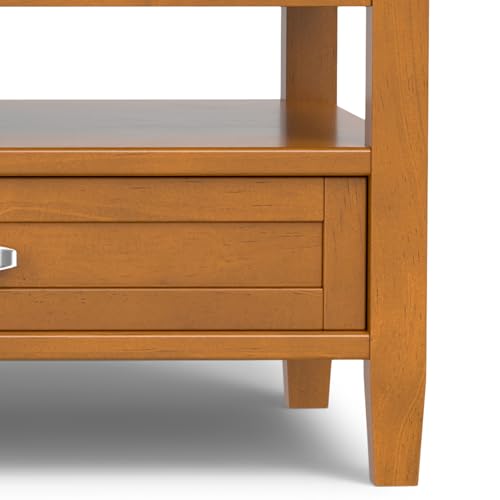 SIMPLIHOME Warm Shaker SOLID WOOD Wide Rectangle Transitional Lift Top Coffee Table for The Living Family Room, 48 inch, Light Golden Brown SIMPLIHOME