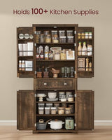 VASAGLE Pantry Cabinet, 15.7 x 30 x 71.7 Inches, Freestanding Tall Cupboard Storage Cabinet with a Drawer, 2 Cabinets, 6 Adjustable Shelves, for Living Room, Kitchen, Deep Brown UBBK561K01 VASAGLE