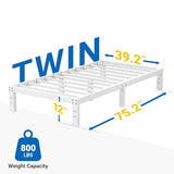 Avenco Metal Platform Bed Frame Twin Size 12 Inch – Noise Free Quiet Design, Heavy Duty Steel Support, Under Bed Storage, Easy Assembly, No Box Spring Needed Avenco