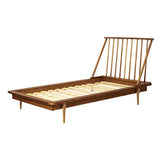 Mid Century Modern Solid Wood Twin Bed Frame with Spindle Headboard in Caramel Walker Edison