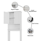 Shintenchi Over The Toilet Storage Cabinet, Bathroom Shelf Organizer with Anti-Tip Device Small Freestanding Space Saver with Adjustable Shelf，White Shintenchi