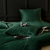 WARMDERN Emerald Green Flannel Velvet Duvet Cover King Size Duvet Cover Bedding Sets, 3pcs Ultra Soft Luxury Textured Modern Crystal Velvet Duvet Covers with Zipper Closure(Emerald Green, King) WARMDERN