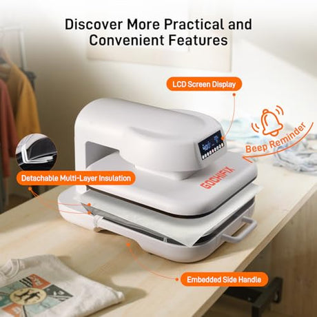 Heat Press Machine for T Shirts, 15"x15" Auto Shirt Press Machine w/ 4 Memory Modes, 15 Mins Auto-Off, Precise Temp/Timer Control, Fast Even Heat for Sublimation, HTV, Heat Transfer Projects GOCHIFIX