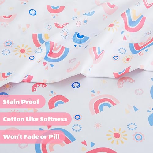 Mooreeke Twin Sheets Set Kids, Girls Twin Sheets, Cute Rainbow Printed, Soft Microfiber Kids Bedding Set Mooreeke