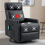 CANMOV Manual Swivel Rocker Recliner Chair, Overstuffed Rocking Chair Glider Recliner for Nursing, Ergonomic Rocker Chair with Vibration Massage & Heat, Reclining Chair for Living Room, (Black)