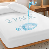 2 Pack King Waterproof Mattress Protector Deep Pocket Mattress Cover, Soft Breathable Mattress Pad, Fitted Noiseless Waterproof Bed Cover Stretch to 25" UNILIBRA