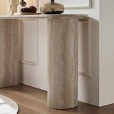LKTART 55" MDF Console Table for Entryway, Narrow Entryway Table with Faux Mars Marble Pattern, Couch Table Behind Sofa with Curved Legs for Living Room Hallway Foyer LKTART