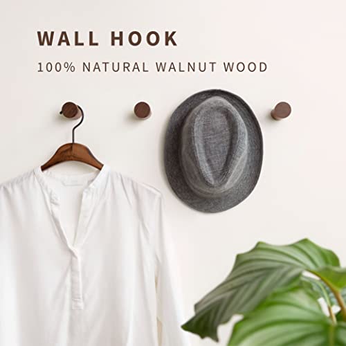 NAUMOO Natural Wooden Wall Mounted Hooks - Pack of 4 - Modern - Handmade Decorative Wood Pegs Minimalist for Hanging Hat, Coats (Black Walnut Wood) - WoodArtSupply