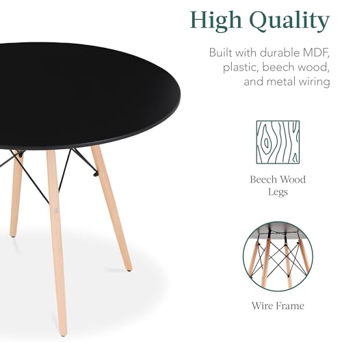 Best Choice Products 5-Piece Dining Set, Compact Mid-Century Modern Table & Chair Set for Home, Apartment w/ 4 Chairs, Plastic Seats, Wooden Legs, Metal Frame - Black/Oak Best Choice Products