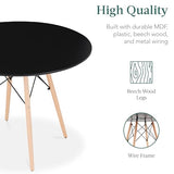 Best Choice Products 5-Piece Dining Set, Compact Mid-Century Modern Table & Chair Set for Home, Apartment w/ 4 Chairs, Plastic Seats, Wooden Legs, Metal Frame - Black/Oak Best Choice Products