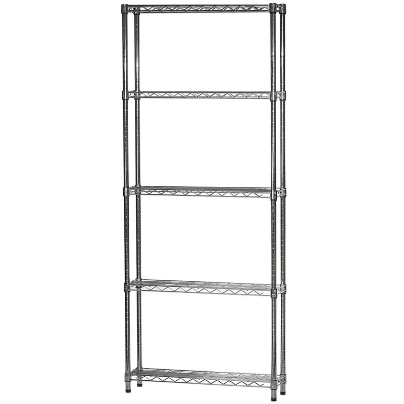 Shelving Inc. 10" d x 30" w x 54" h Chrome Wire Shelving with 5 Tier Shelves, Weight Capacity 800lbs Per Shelf SI