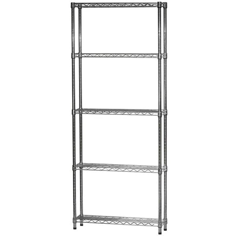 Shelving Inc. 10" d x 30" w x 54" h Chrome Wire Shelving with 5 Tier Shelves, Weight Capacity 800lbs Per Shelf SI