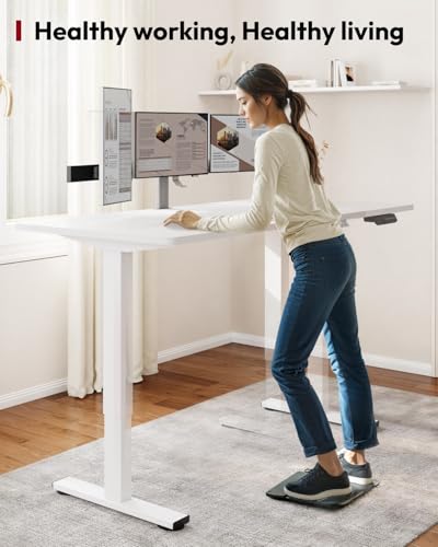 SANODESK Dual Motor Electric Standing Desk 79 x 32 Inches, Height Adjustable Sit Stand Desk with Large Splice Board for Home Office, Computer Workstation, Study & Gaming, White Frame/White Top SANODESK