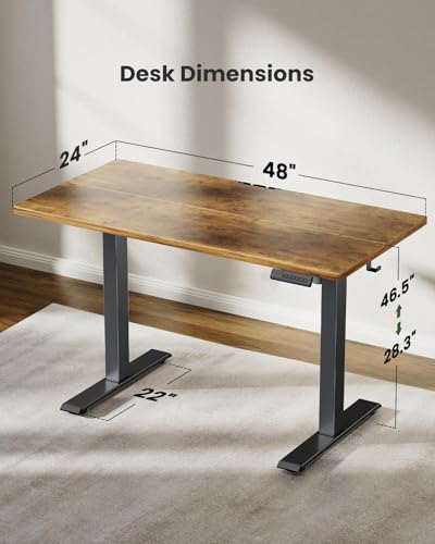 Marsail 48x24 Electric Standing Desk - Adjustable Height Computer Desk with Memory Presets, Storage Bag & Cable Management for Home Office & Gaming Workstations Marsail