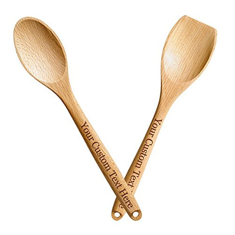Customized 3D Laser Engraved Custom Personalized Set of 2 Wooden Spoons Birthday Christmas Easter Anniversary Wedding Gift For Him, For Her, For Boys, For Girls, For Husband, For Wife, For Them, Hat Shark