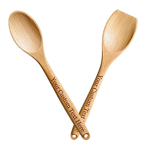 Customized 3D Laser Engraved Custom Personalized Set of 2 Wooden Spoons Birthday Christmas Easter Anniversary Wedding Gift For Him, For Her, For Boys, For Girls, For Husband, For Wife, For Th - WoodArtSupply