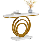 Tribesigns 41-Inch Gold Entryway Table, Modern Console Table Narrow Long, Contemporary Accent Table for Living Room, Hallway, Entrance, Faux Marble Veener Top Tribesigns