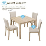 JIJIWANG Modern 4 Person Dining Table Set with 4 Chairs, Dining Table Set for 4 People, 5-Piece Wooden Dining Table Sets for Living Room, Kitchen and Dining Room, Liaght Oak + Beige JIJIWANG