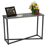 Household Essentials Jamestown Console Sofa Table Rustic Slate Concrete and Black Metal Household Essentials