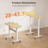 WALKINGDESK Mobile Walking Pad Desk with Wheels, Pneumatic Small Rolling Standing Desk Riser Height Adjustable (28-43.7") for Treadmill, Portable Computer Table for Home Office, Oak WALKINGDESK