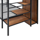 Harper & Bright Designs Metal Bunk Bed with Stairs and Wardrobe, Twin Over Twin Bunk Bed Frame with Storage Ladder, for Kids Teens Adults, Black Harper & Bright Designs