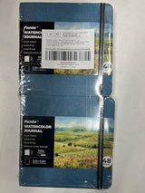 Funto Watercolor Journal, Square, 5.5x5.5, Portable 2-Pack, 48 Pages Each, Blue Cover, 110lb/230gsm, Art Supplies for Mixed Media Funto
