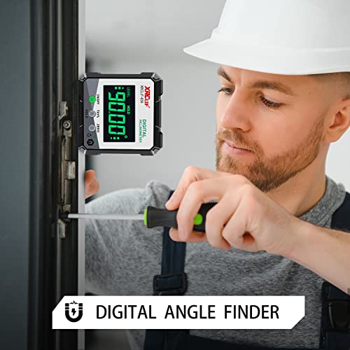 Digital Angle Gauge Meter, XRCLIF Magnetic Base Level Box Angle Finder Protractor Bevel Gage Inclinometer Measuring Tool for Carpentry, Building, Masonry Bevel XRCLIF
