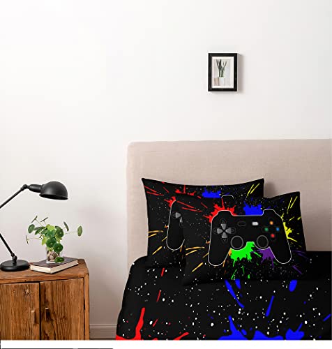 Holiyjog Gaming Duvet Cover Set for Boys Kids Gamepad Comforter Cover with 2 Pillowcases Gamer Bed Set King Size… Holiyjog