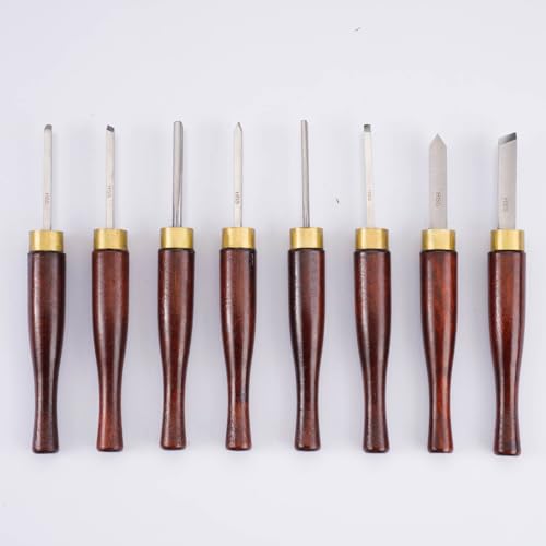 Woodworking HSS Wood Turning Tools Lathe Chisel Set of 8 pcs Mini with Wooden Box, Ideal for Pen Turning and Small Projects Urbansential