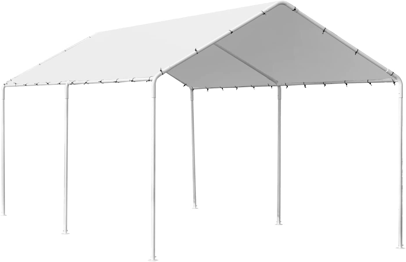 10x20 Carports Heavy Duty Car Port Waterproof Car Tent Metal Carport Party Tent with 6 Steel Legs,White - WoodArtSupply