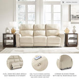 Signature Design by Ashley Dahlmoore Modern Leather Match Power Reclining Sofa with USB Ports, Beige Signature Design by Ashley