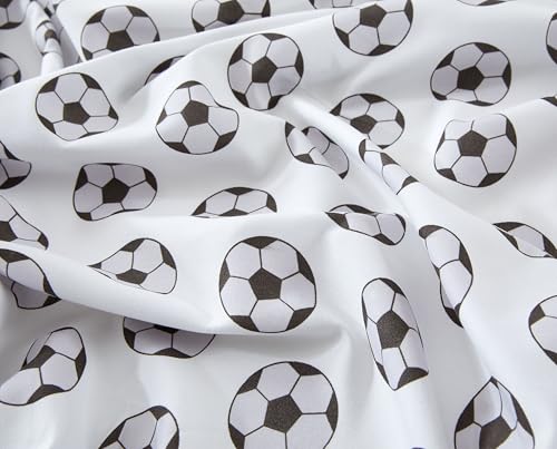 Chezmoi Collection 4-Piece Kids/Teens Sports Sheet Set - Soft Microfiber White Black Soccer Balls, Full Size Chezmoi Collection