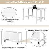 LUMISOL Extendable Dining Room Table for 4, Small Folding Drop Leaf Kitchen Dining Table, 18–36 inch, Space-Saving, Easy Assembly, White LUMISOL