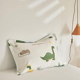 Joyreap 4 Piece Dinosaur Toddler Bedding Set, Cotton Toddler Comforter Sheet Set, Green Dinosaurs Print on White Design for Kids Boys n Girls Joyreap