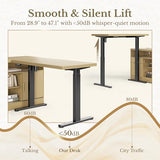 Perledesign Height Adjustable Electric Standing Desk, 67 x 24 Inches Sit Stand up Desk with 2 File Cabinets, AC/USB, 1.18" Desktop, L Shaped Fluted Computer Desk for Home and Office, Light Walnut Perledesign