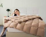 Puffy White Feather Comforter Full/Queen Size with Feathers Down Fiber Filled, All Season Feather Duvet Insert, 100% Cotton Luxury Hotel Collection, 8 Corner Loops Vexino