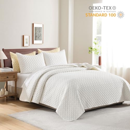 HORIMOTE HOME Cream Quilt Twin Size, Lightweight Quilt for Summer Ultra-Soft Microfiber Modern Style Quilted Clouds Pattern Bedspread Quit Set 2 Pieces (1 Quilt and 1 Pillow Sham) HORIMOTE HOME