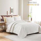 HORIMOTE HOME Cream Quilt Twin Size, Lightweight Quilt for Summer Ultra-Soft Microfiber Modern Style Quilted Clouds Pattern Bedspread Quit Set 2 Pieces (1 Quilt and 1 Pillow Sham) HORIMOTE HOME