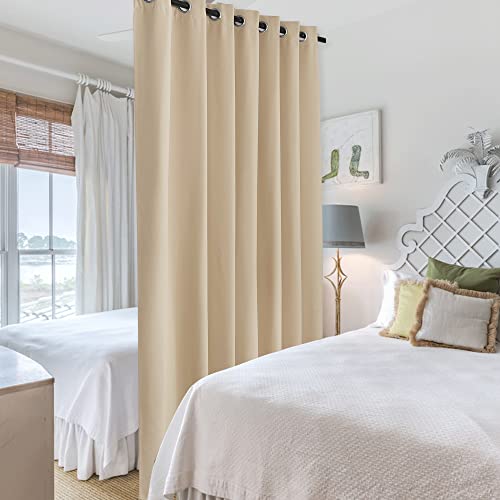 RYB HOME Wall Divider Curtain for Living Room, Noise Reduction Privacy Curtain with Anti-Rust Grommet Top Blackout Curtain for Bedroom/Kids Room, 7 ft Tall x 8.3 ft Wide, Cream Beige, 1 Pack RYB HOME