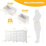 NEWBULIG Dresser for Bedroom with 7 Storage Drawers, Fabric Chest of Drawers with Metal Frame, Living Room Storage Organizers Units for Clothes, TV Stand and Hallway, White NEWBULIG
