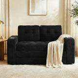 HIBXRPB 55" Futon Sofa Bed, 4‑in‑1 Convertible Boneless Couch Bed, Sofa Cama para Sala & Floor Lounger, Couch in A Box with Cup Holders, Foldable Chair Bed for Small Spaces, Black Corduroy HIBXRPB